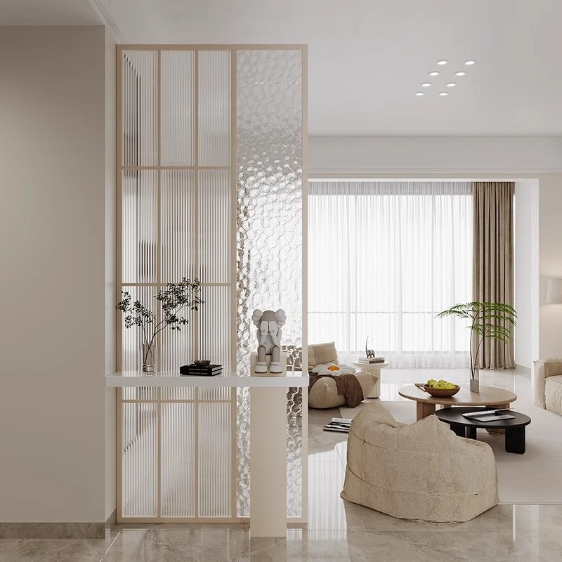 法式奶油风入户门客厅不锈钢玄关柜装饰隔断简约屏风隔断2025新款