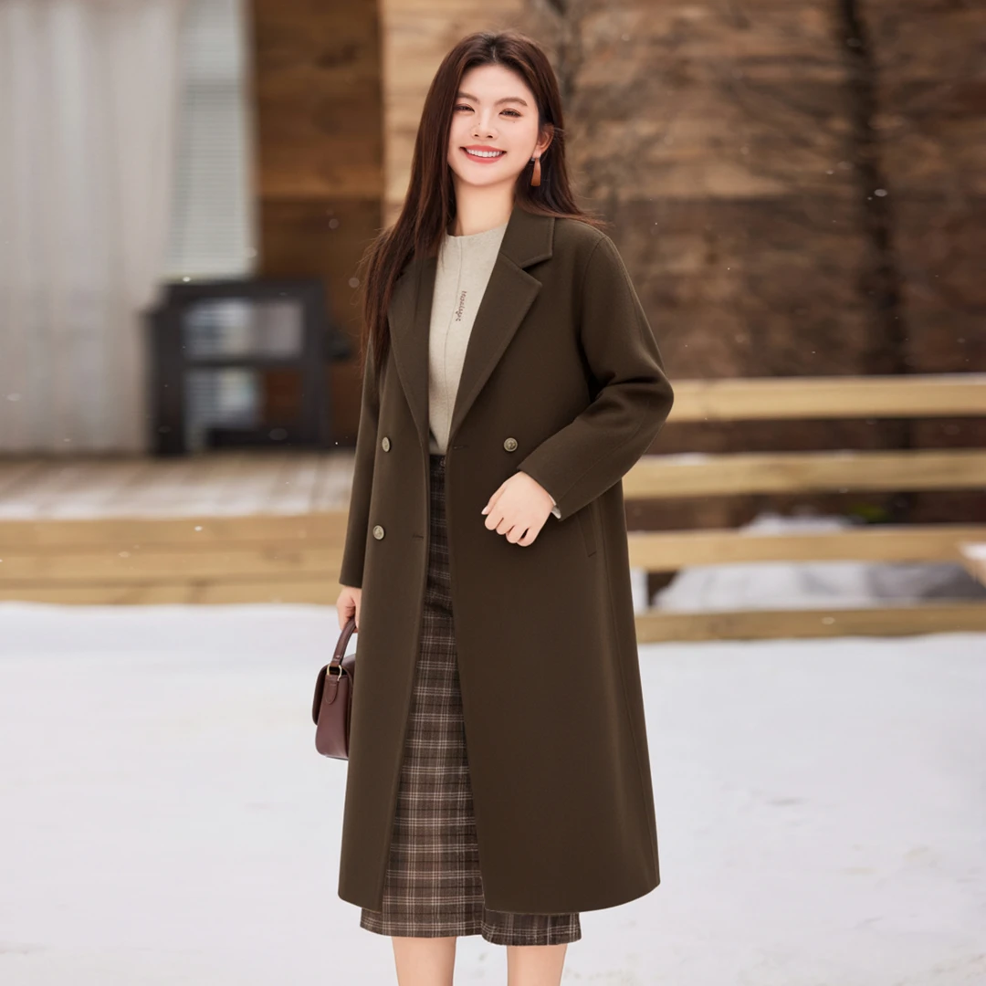 【仿毛呢加厚长款棉服】MsShe大码女装2025夹棉大衣外套X~S2511001