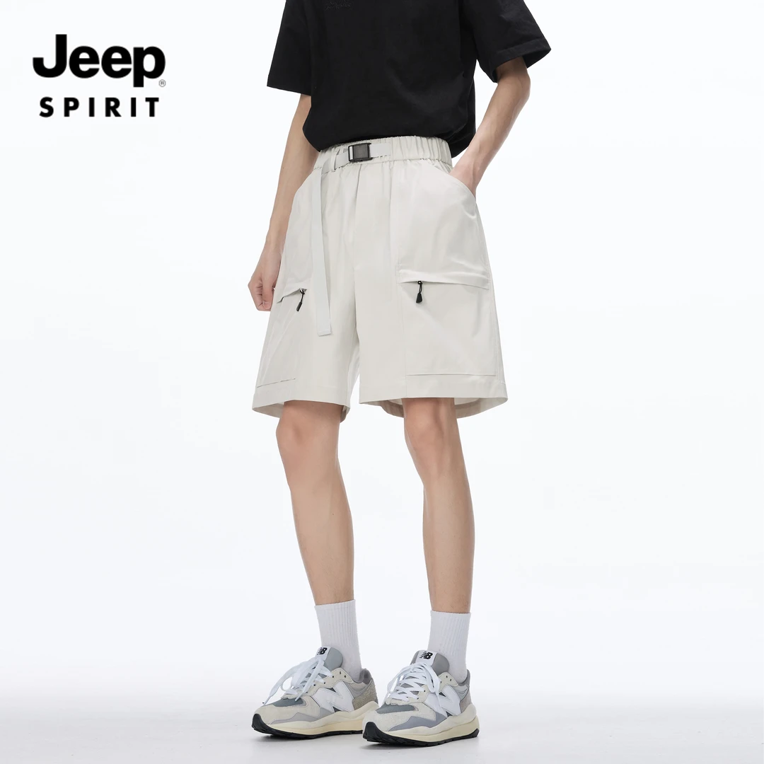 JEEPSPIRIT吉普男士薄款山系户外工装短裤2025夏季日系简约五分裤