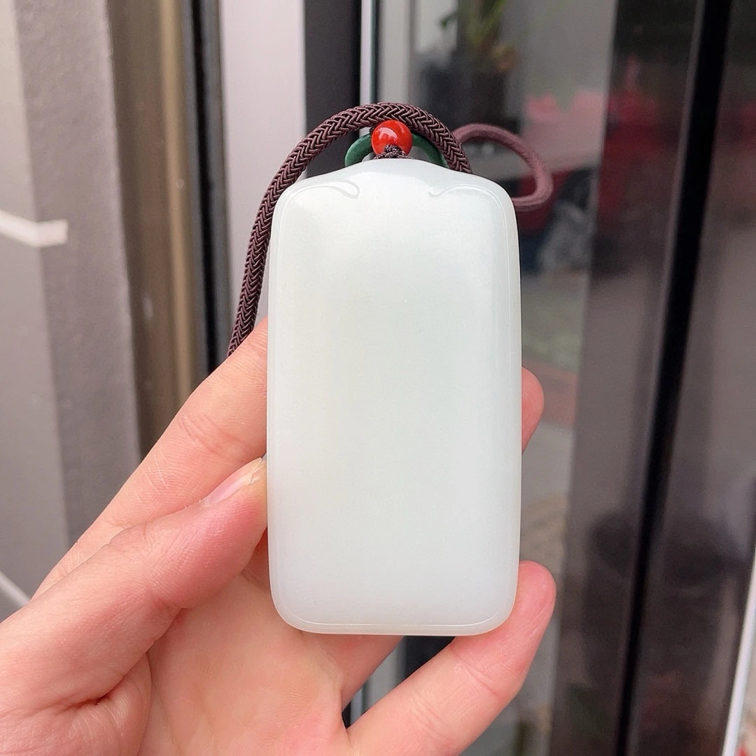 265273玉美人小程和田玉羊脂白玉平安牌挂件