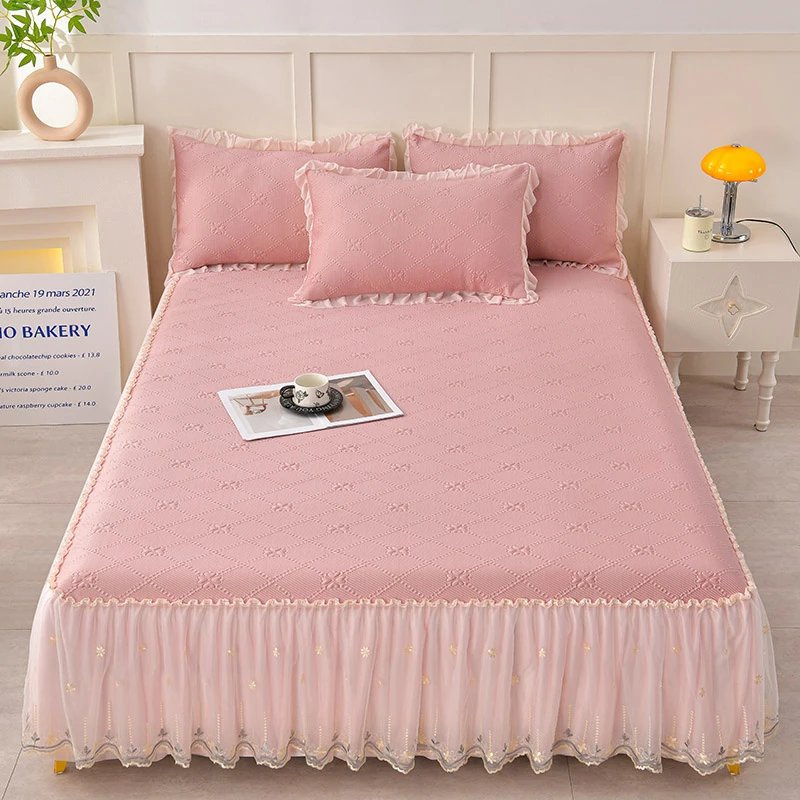 【高端夏季必备凉席】2025新款3D立体冰豆豆凉席床裙款三件套防滑