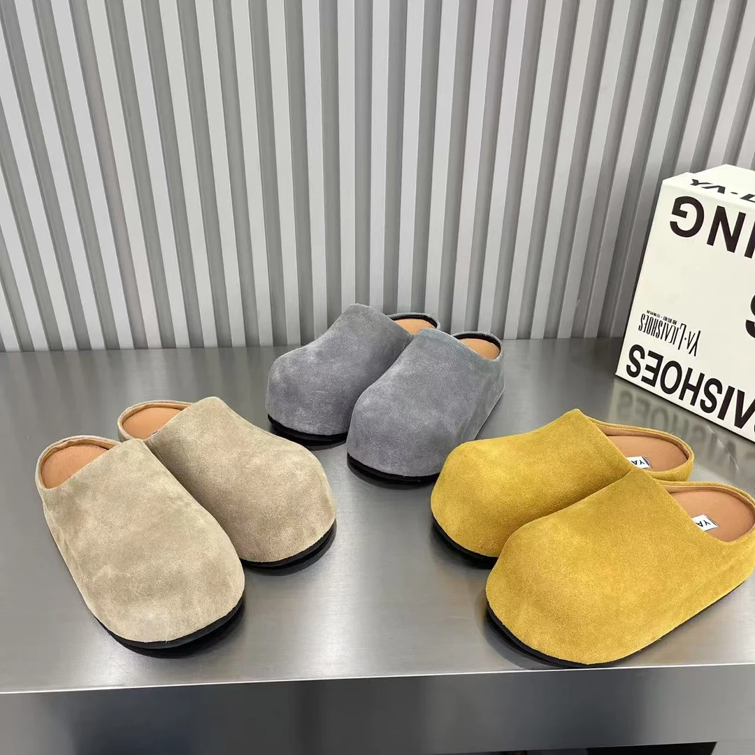 韩版时尚大头卡皮巴拉厚底松糕5cm小个子包头半拖鞋女鞋托勃肯鞋