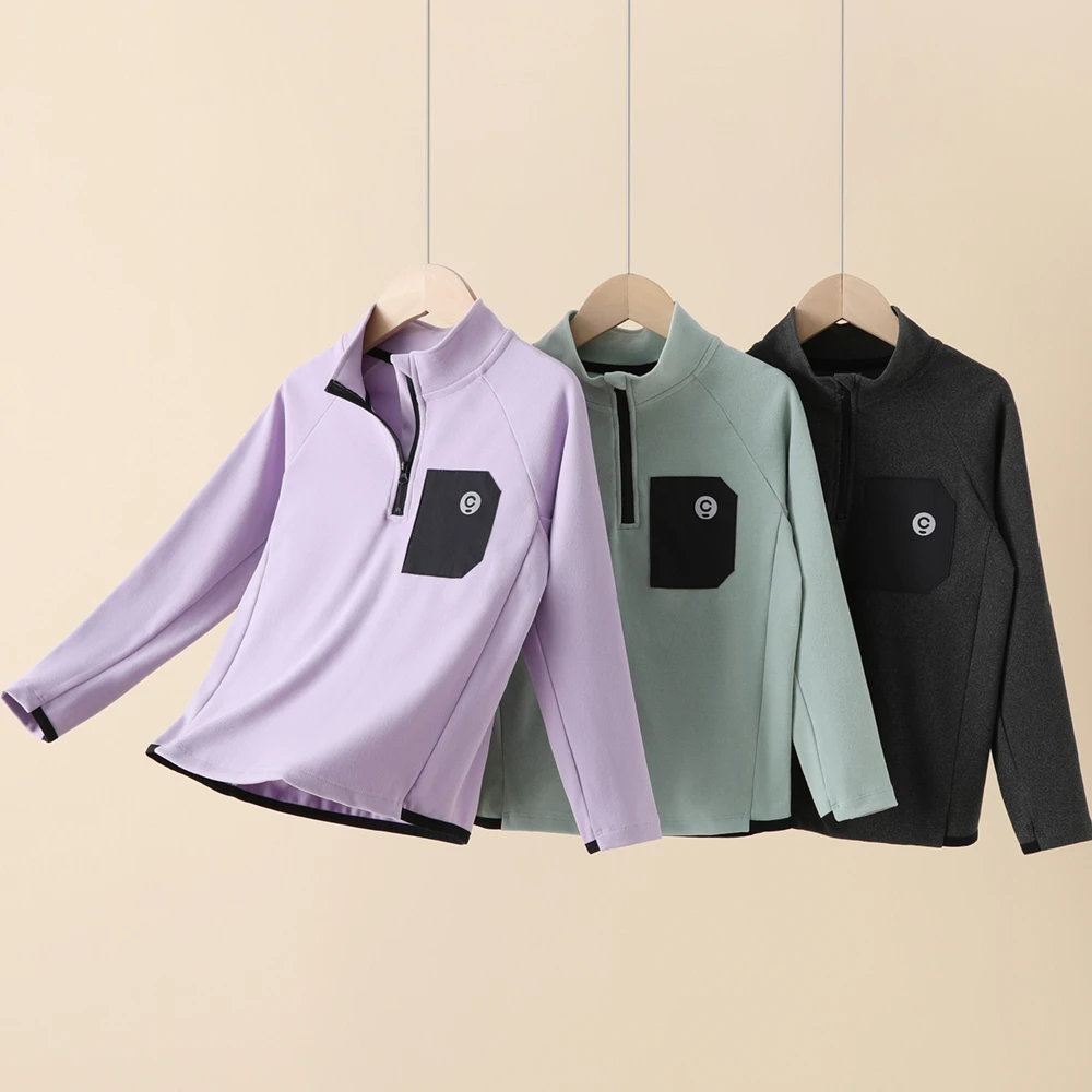 儿童半拉链户外上衣男童女童运动休闲打底衫长袖高领