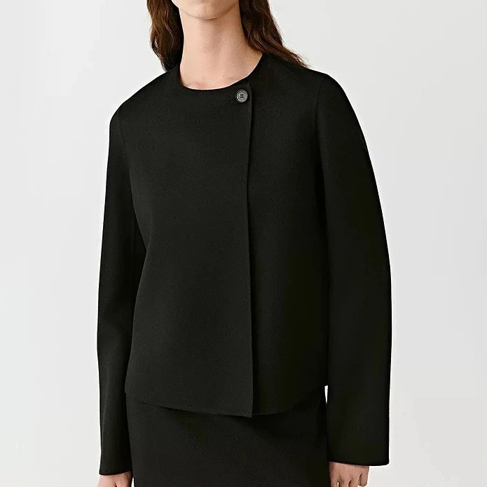 2025秋冬女士新款双面纯羊绒大衣短款宽松简约保暖毛呢外套