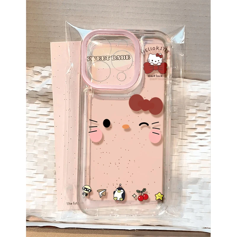 可爱眨眼KT猫适用苹果16 15手机壳iPhone13promax防摔14 12男女xr