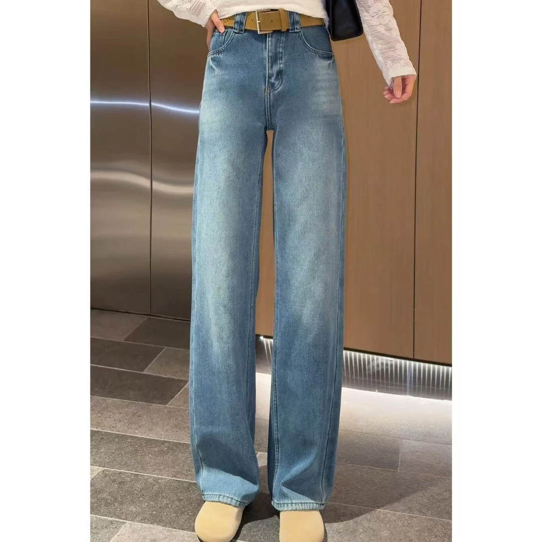 【修身窄版牛仔裤直筒】小允姐姐2025新款时尚高级牛仔裤（加绒）