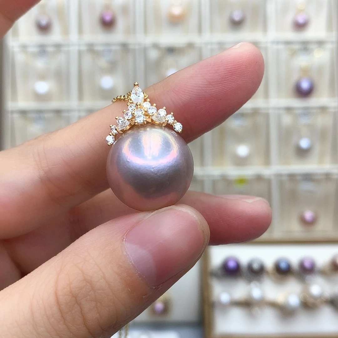 淡水珍珠颈饰银S925镶嵌不****雨