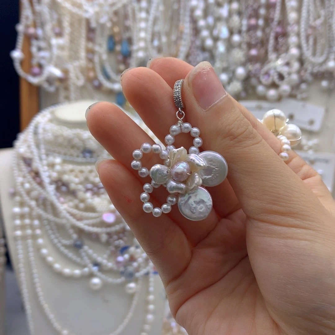 合金淡水珍珠项链耳饰