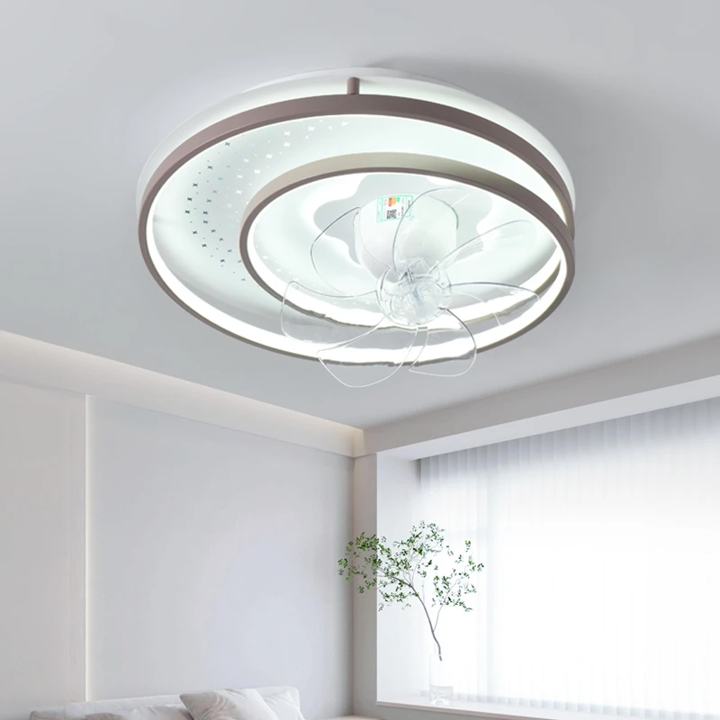 现代简约卧室风扇灯智能摇头一体主卧室电风扇灯主卧室房间吸顶灯