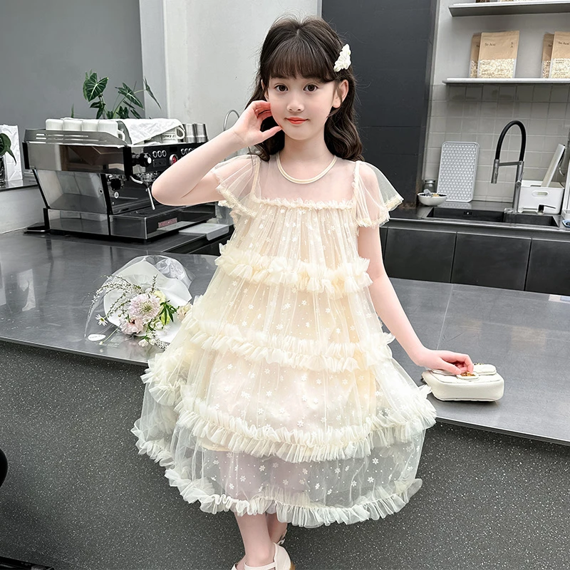 女童夏季连衣裙2025新款小女孩甜美洋气裙子夏装中大童网纱公主裙
