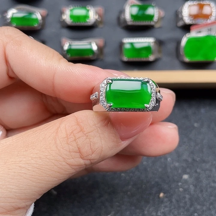 翡翠银S925镶嵌戒指编号3732没运费险