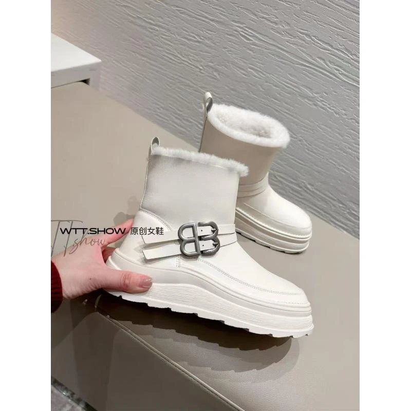 L67厚底真皮百搭加绒雪地靴