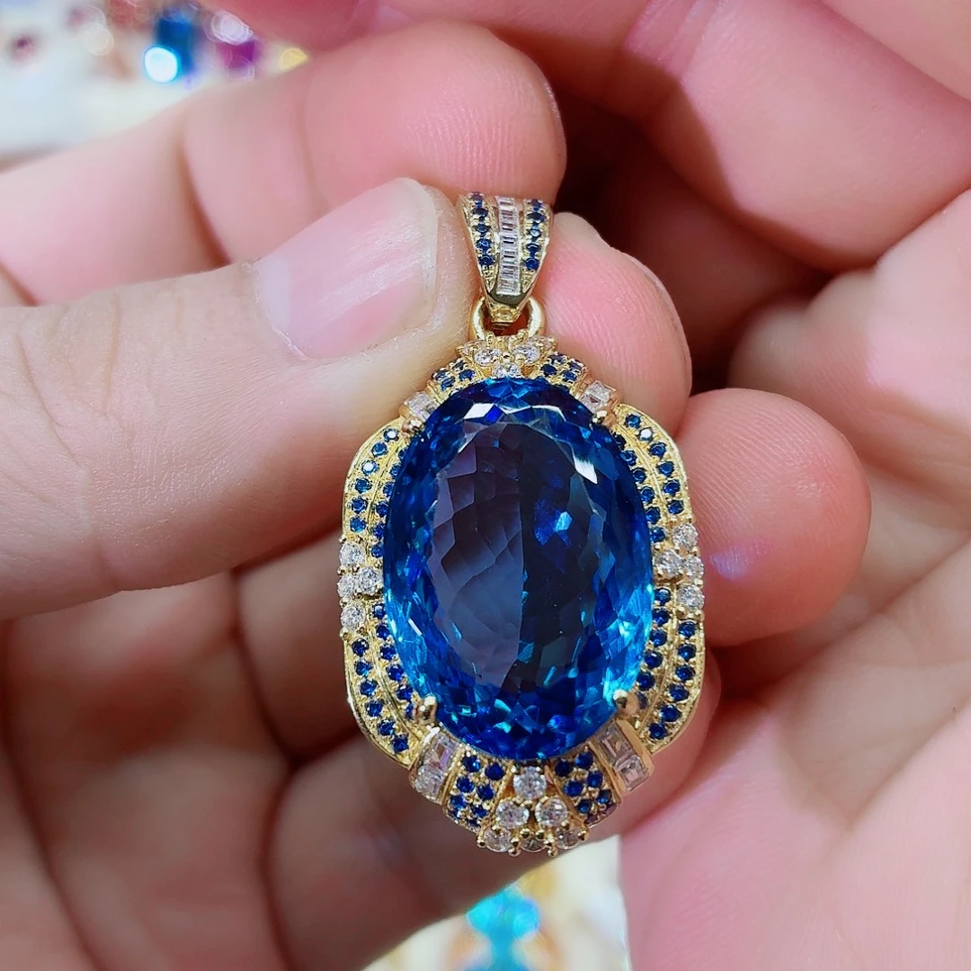 托帕石颈饰银S925镶嵌