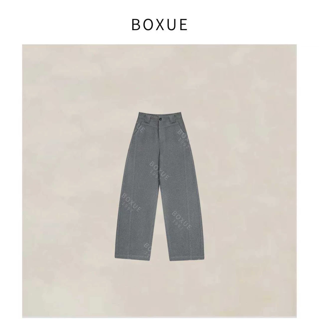 BOXUE“云月”2025秋季高级感羊.毛羊.绒设计感裤子 #250815K3811