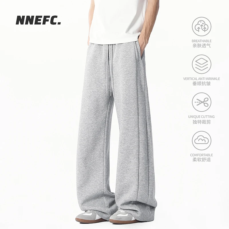 NNEFC美式重磅解构卫裤男女潮牌小众设计感宽松弯刀裤直筒休闲裤