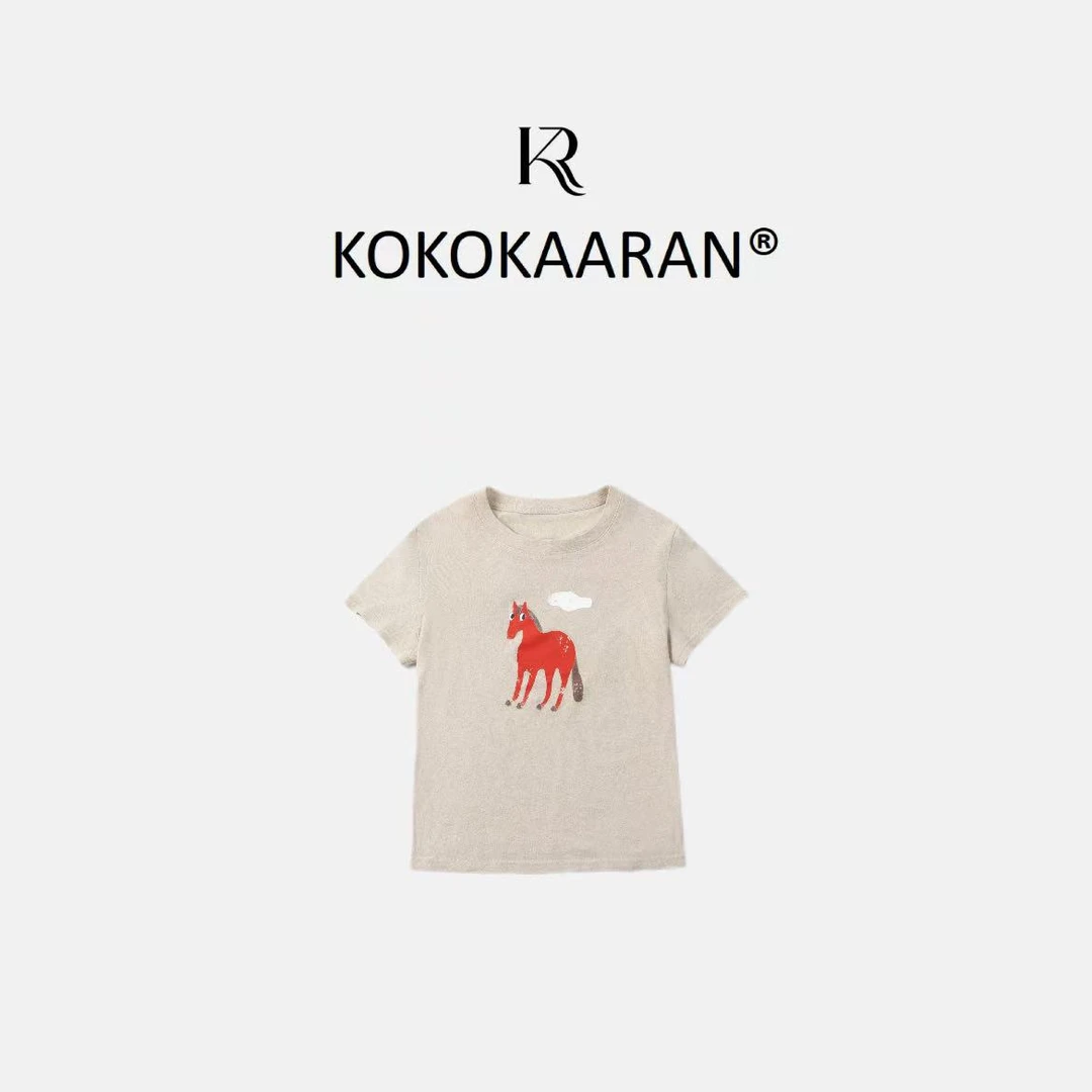 kokokaaran/可可咔伦【马儿】夏季圆领短袖简约显瘦女式T恤SH250279