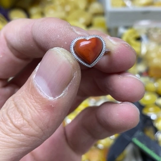 南红玛瑙戒指银S925镶嵌戒指