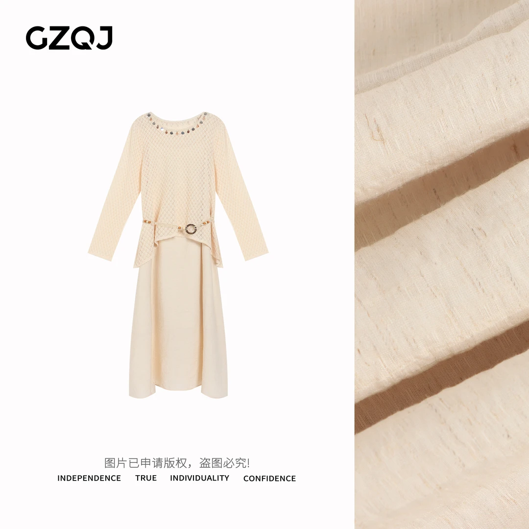 广州琴姐【温柔美学】欧若风时尚长袖罩衫+吊带连衣裙套装女夏33094