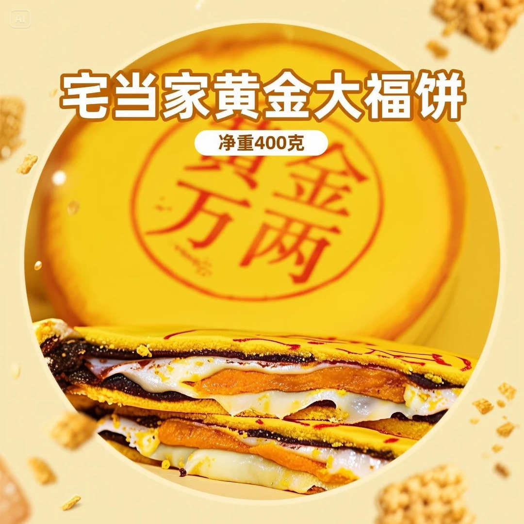 福建大福饼芋泥同款黄金万两大月饼咸蛋传统肉粉松手工办公麻薯馅