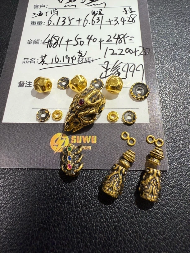 足金999电黑工艺金乌大鹏轴片