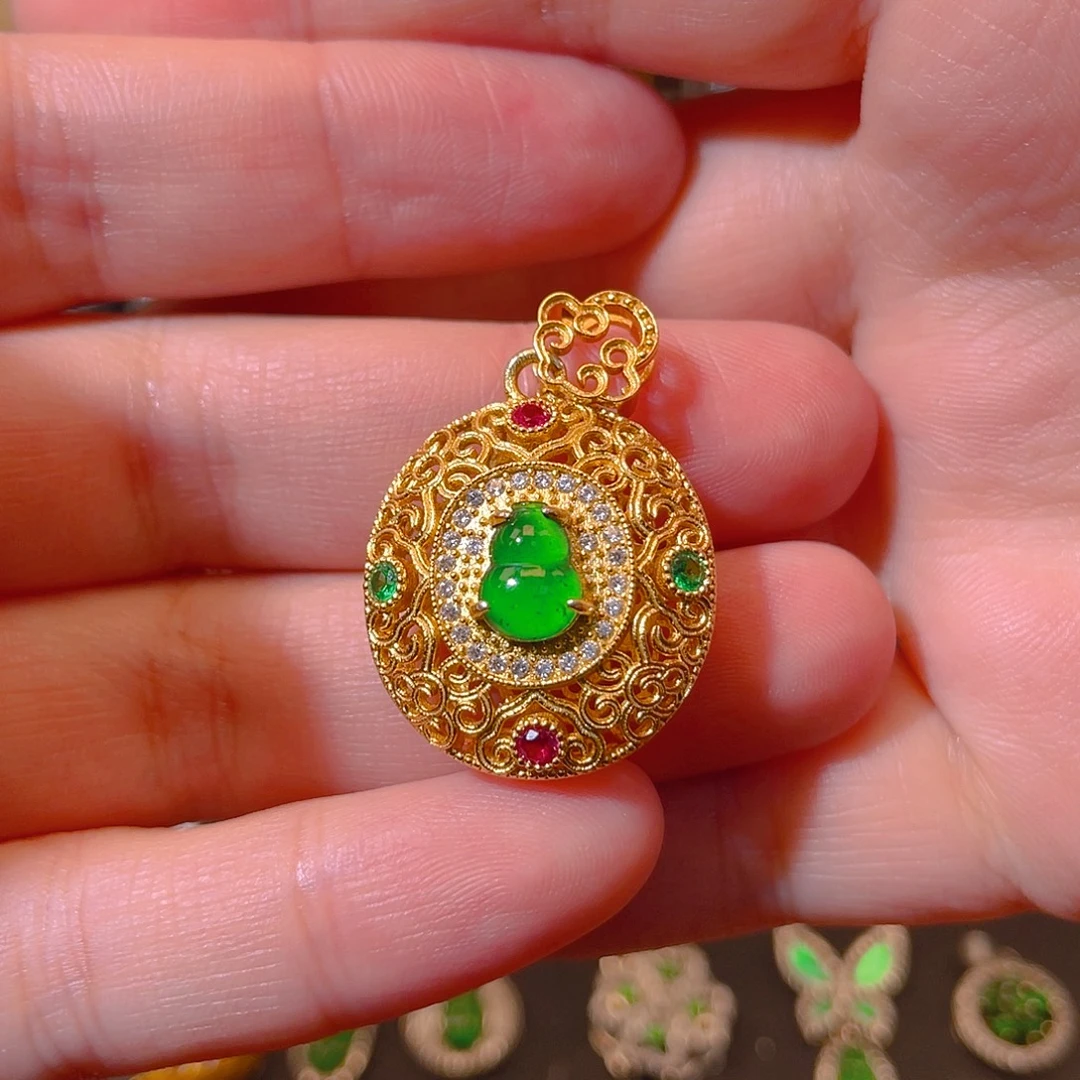 翡翠银S925镶嵌吊坠(不含链)