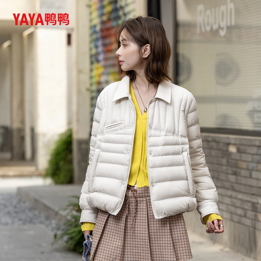 羽绒服女款爆款2025新款正品新国标90绒女士polo领网红款外套