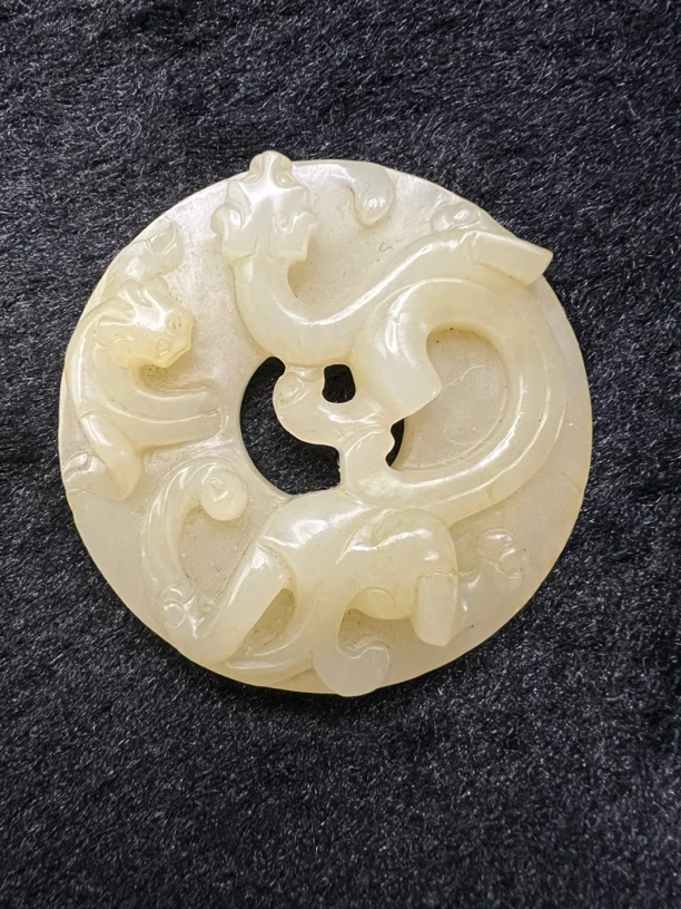 放漏高古和田玉浮雕龙凤壁