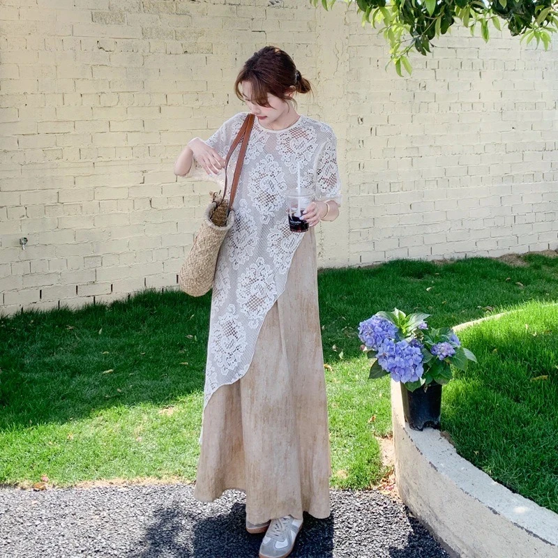 蕾丝罩衫吊带裙套装女2025夏季新款气质法式氛围感浪漫风两件套潮