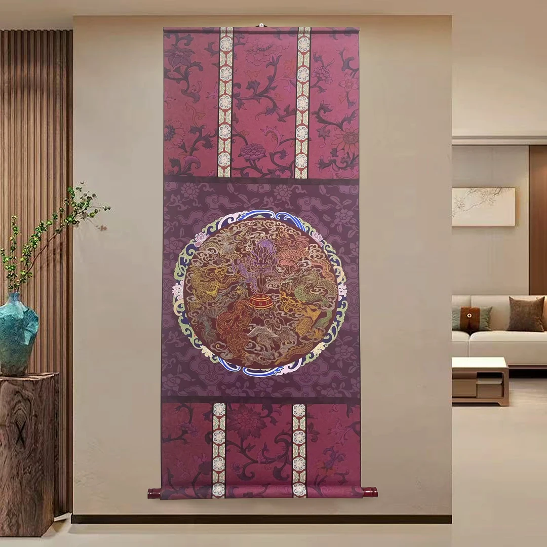 【66九龙图】60X140cm国风卷轴装饰