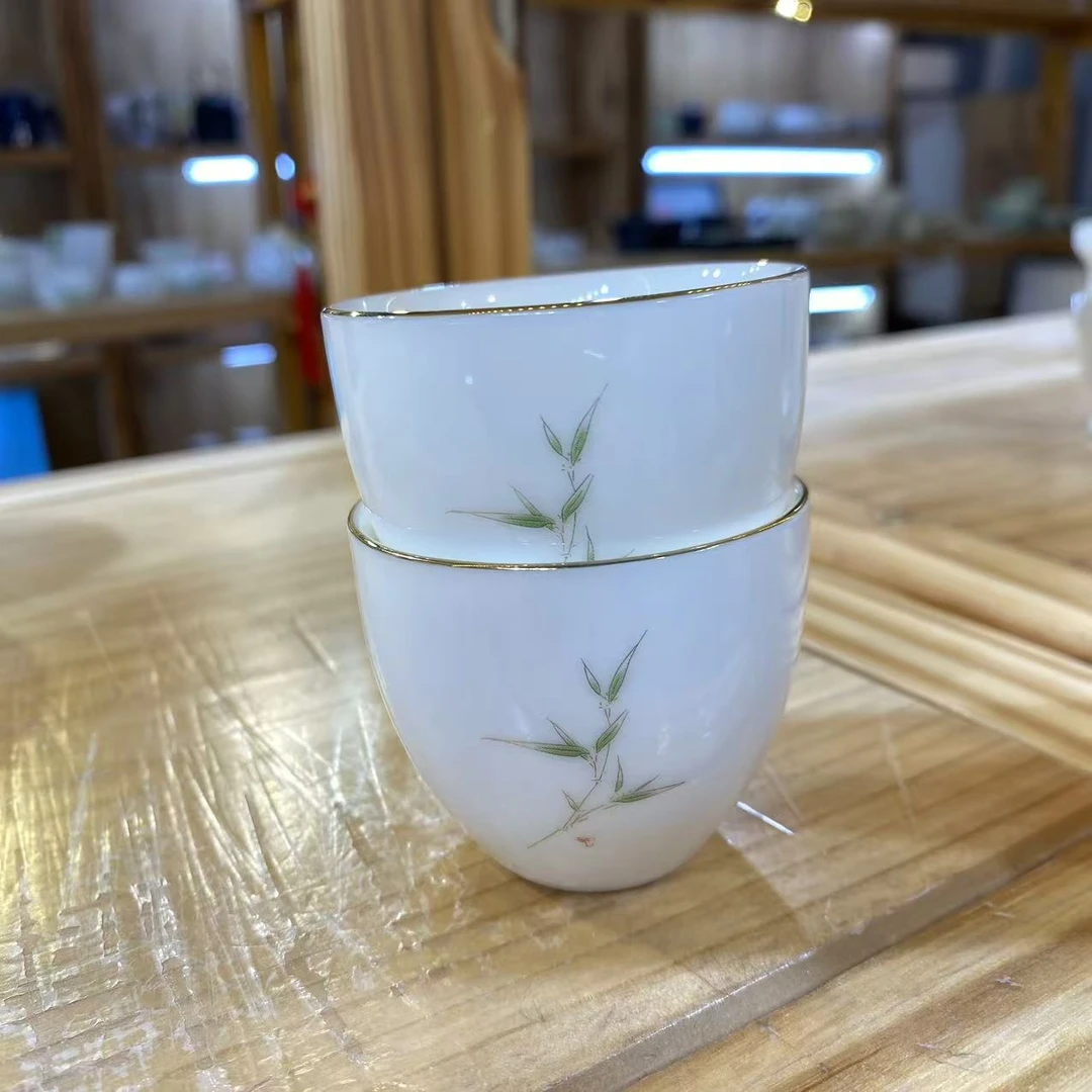加杯子链接 羊脂玉瓷茶杯