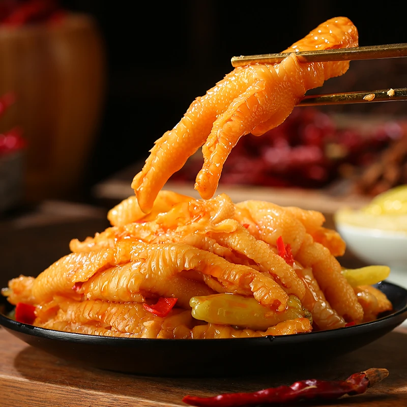 【两斤装】【次日达】无骨鸡爪酸甜辣口味1000g追剧解馋小零食解馋零食固体物60%