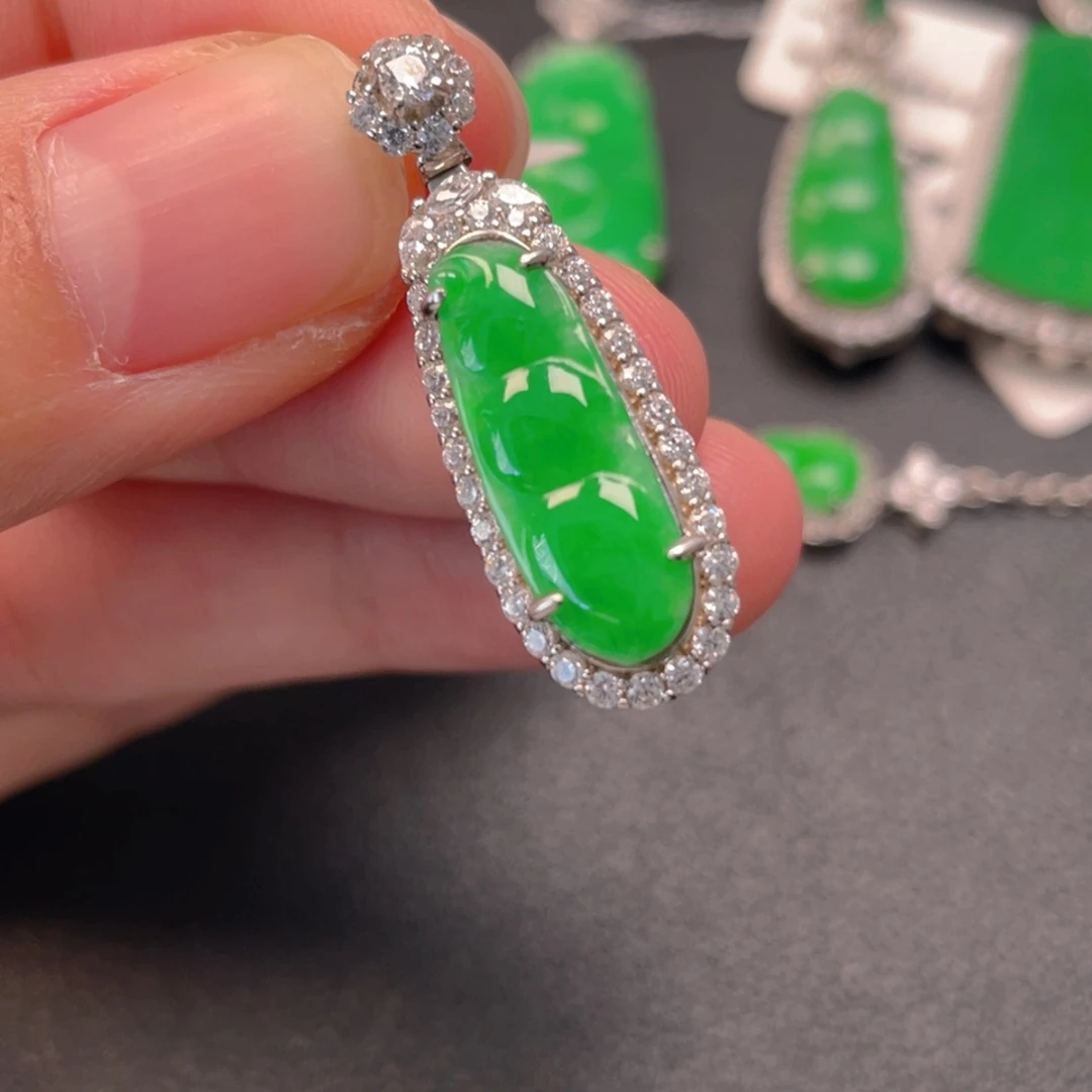 翡翠银S925镶嵌吊坠(不含链)