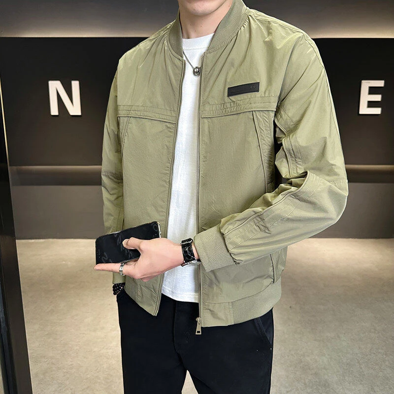 2025秋季新款夹克外套简约大气棒球领夹克休闲男装外套薄款帅气