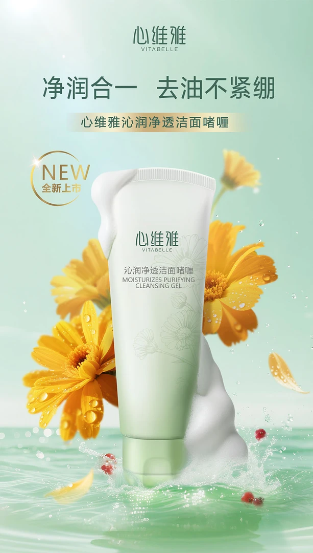 VITABELLE/心维雅官方正品心维雅沁润净透洁面啫喱
