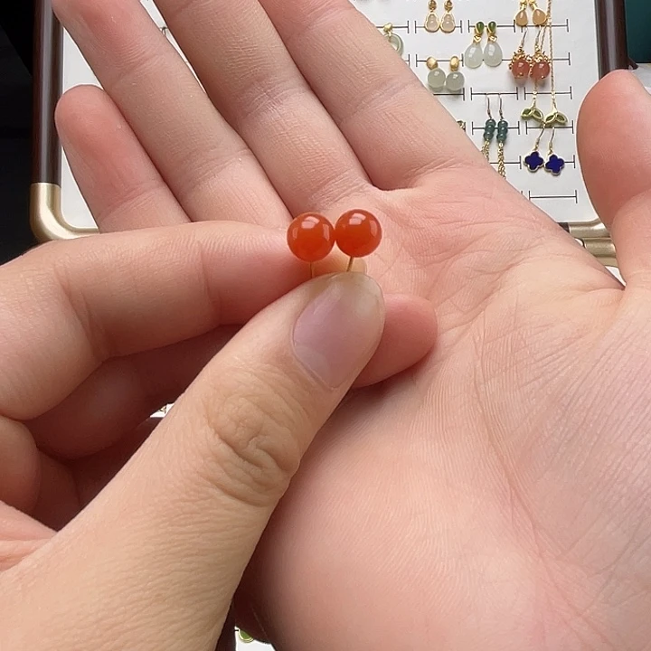 银S925镶嵌和田玉耳饰