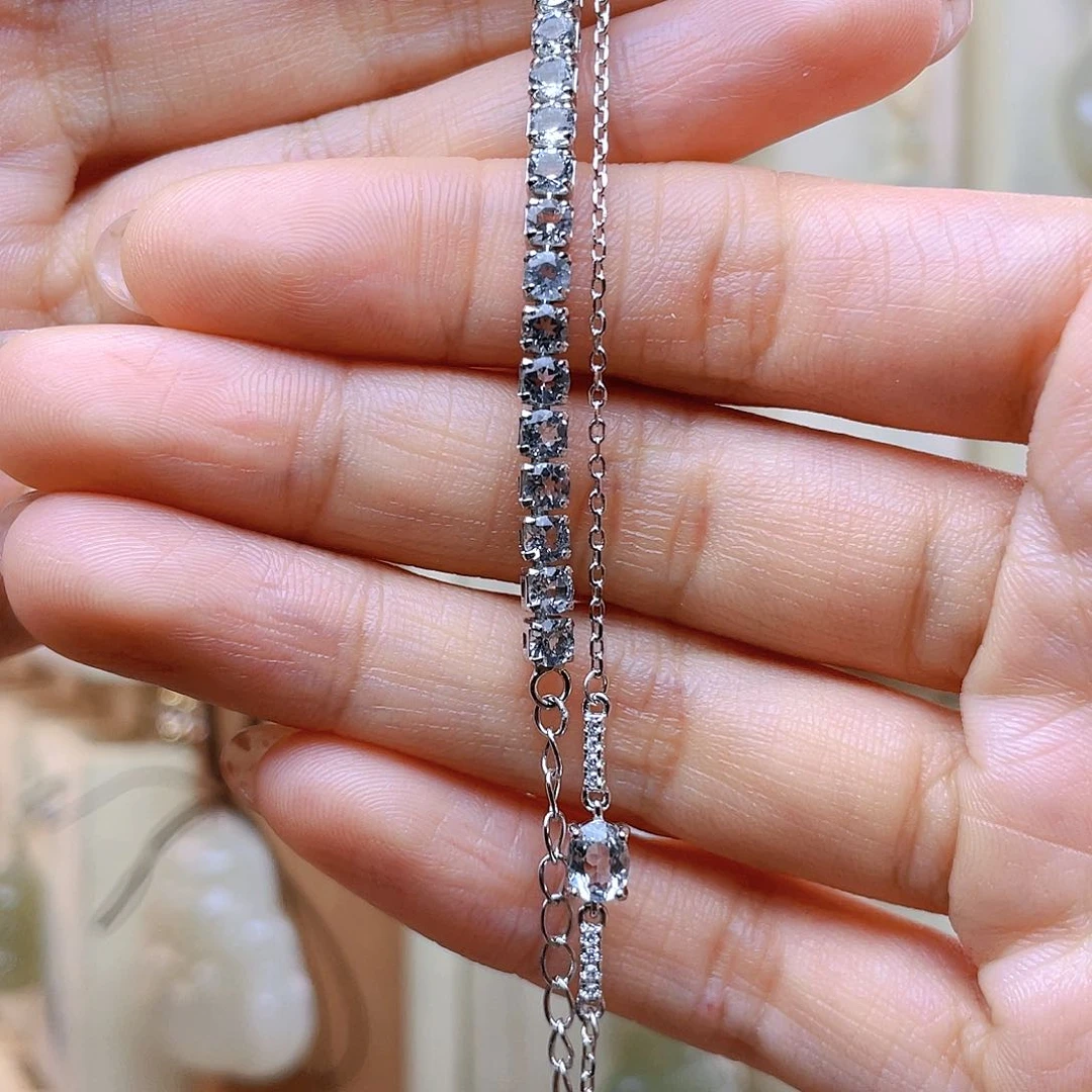 海蓝宝石手链银S925镶嵌木**?