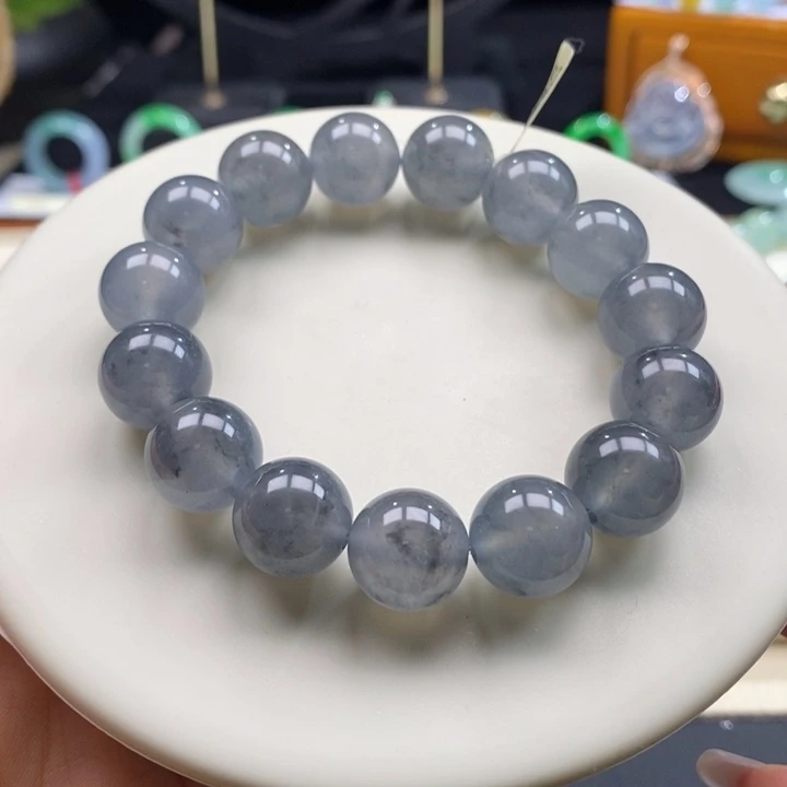 翡翠颈饰未镶嵌翡翠黑冰手串卡13+