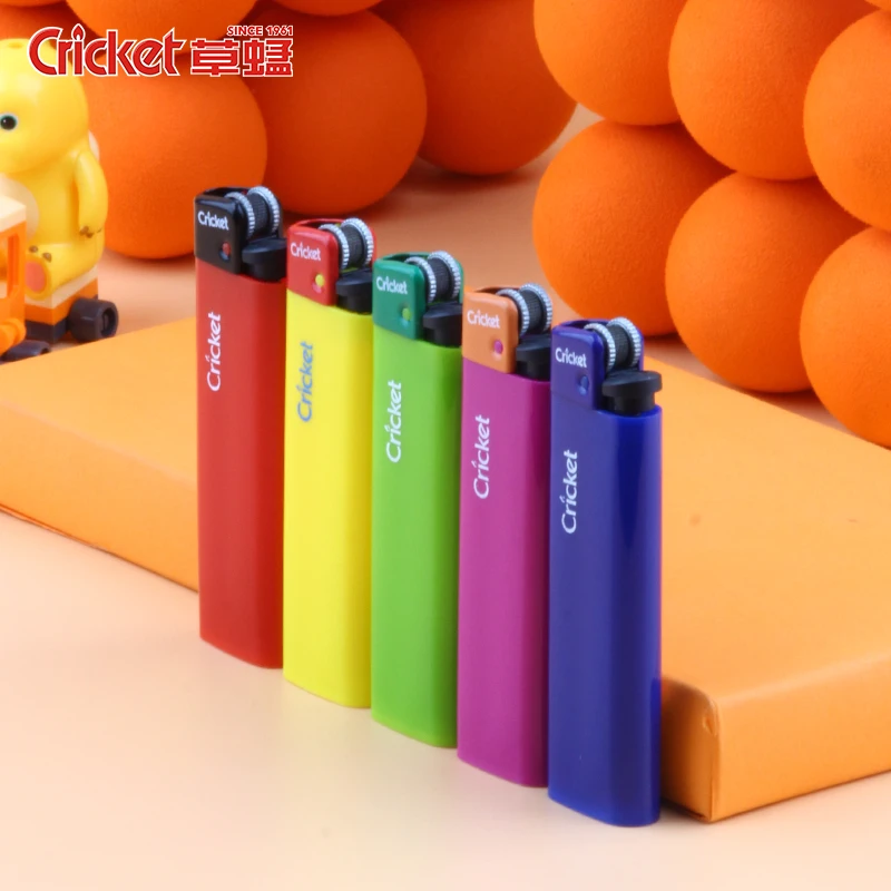 【草蜢五彩长款】一次性砂轮多色材质耐高温齿轮打火机批发定制零售