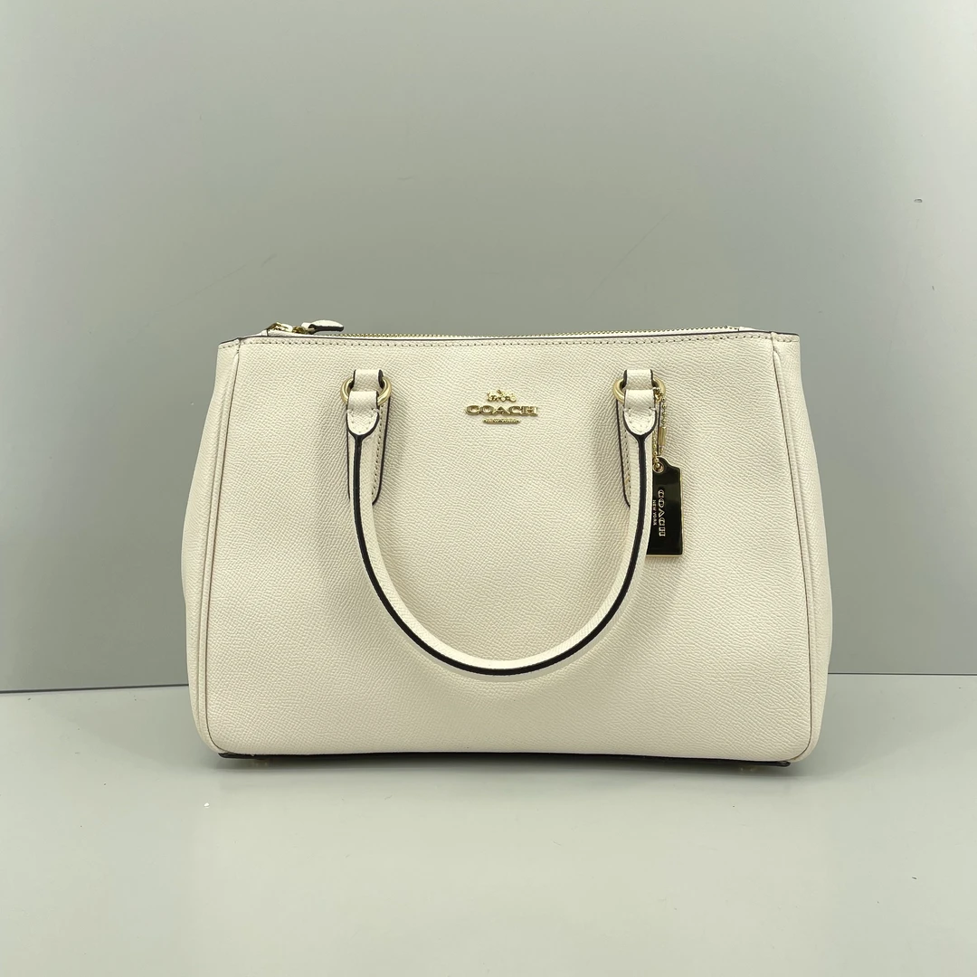 95新 COACH/蔻驰 白色中号手提斜挎包29*20*12cmE030706