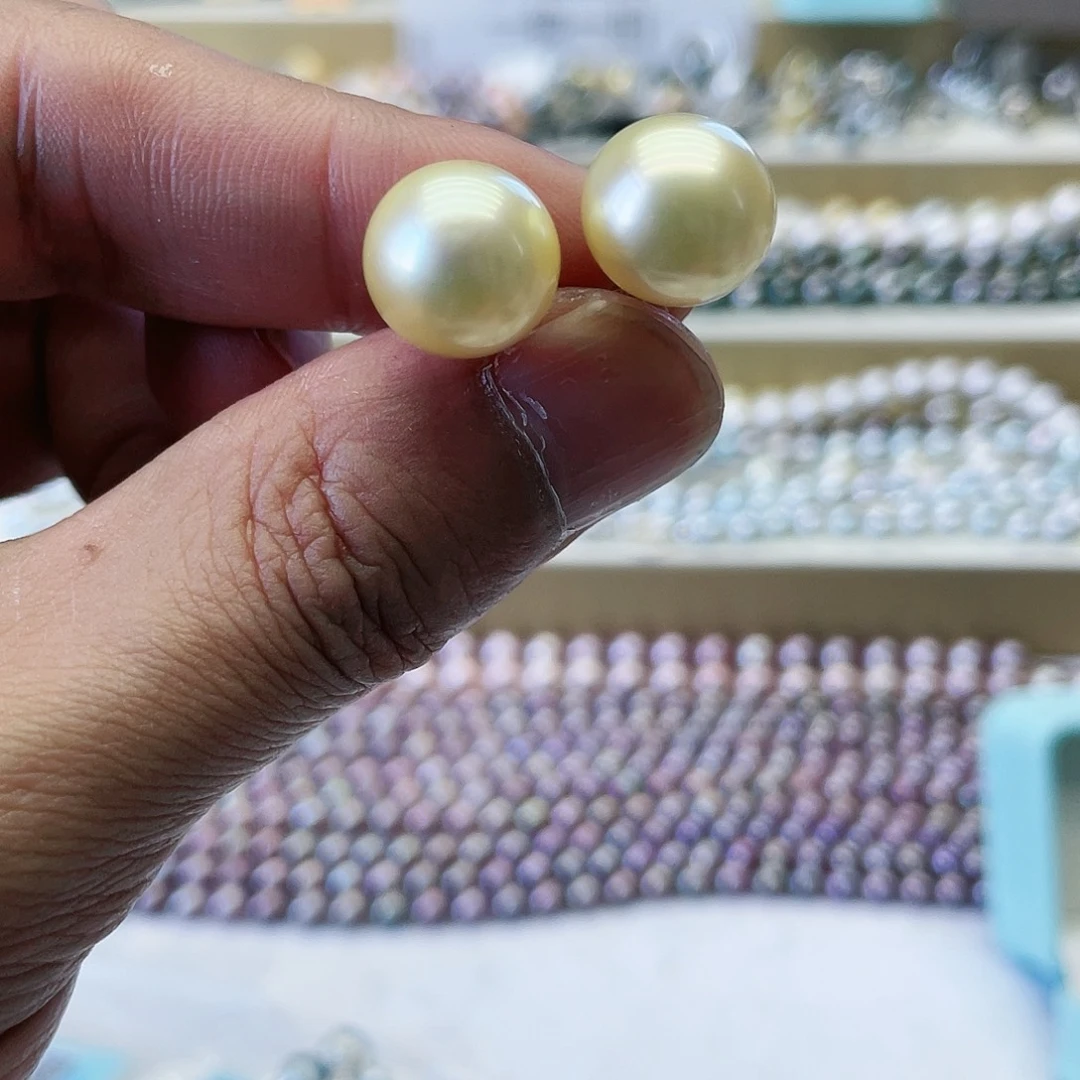 海水珍珠耳饰银S925镶嵌