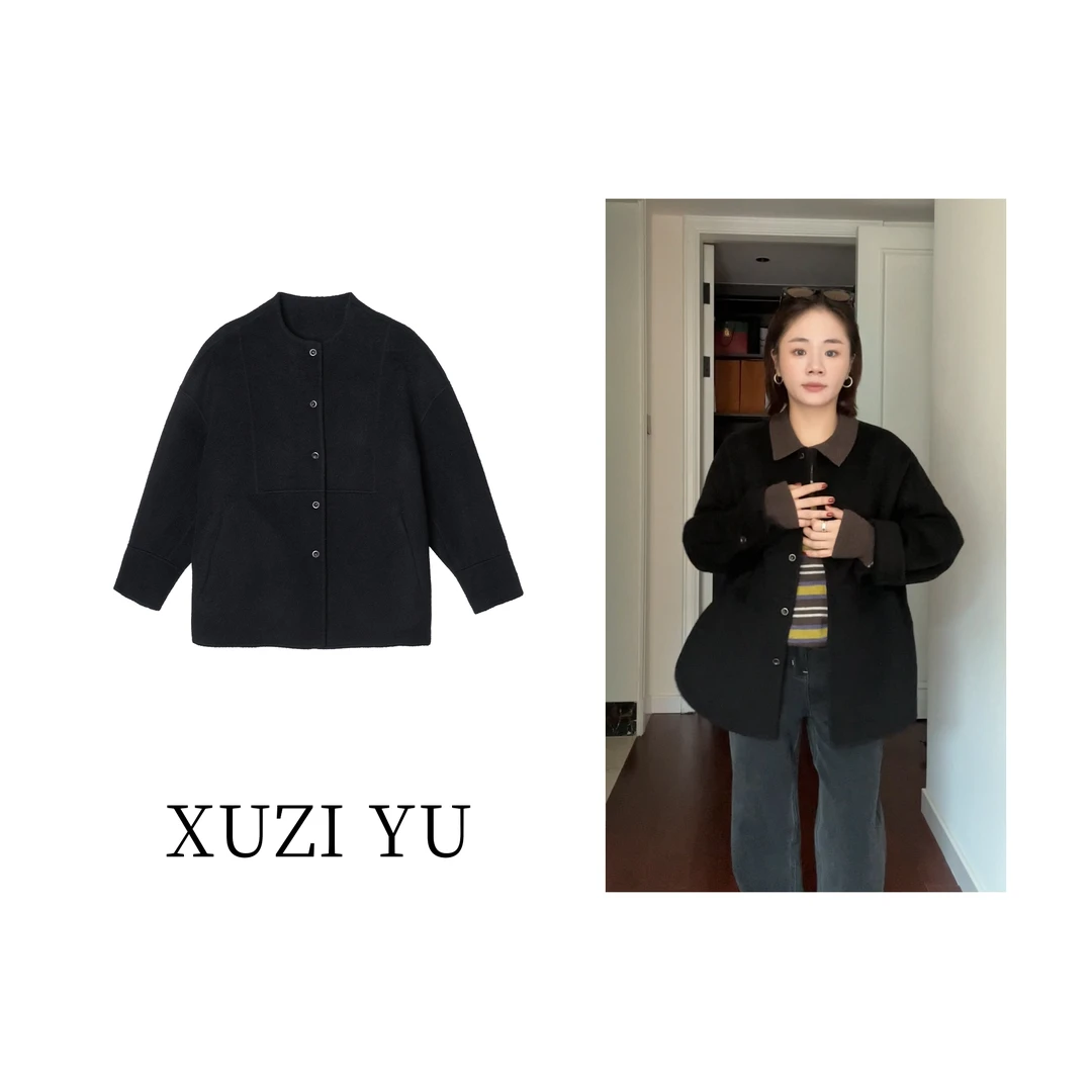 XUZI YU.小个子定制冬新品毛呢外套女时尚复古设计感7727-W541922