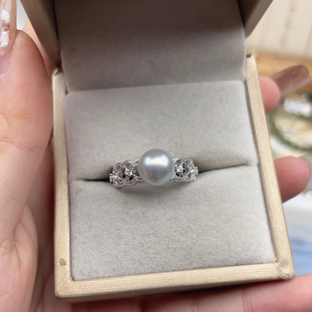 海水珍珠银S925镶嵌戒指Z90