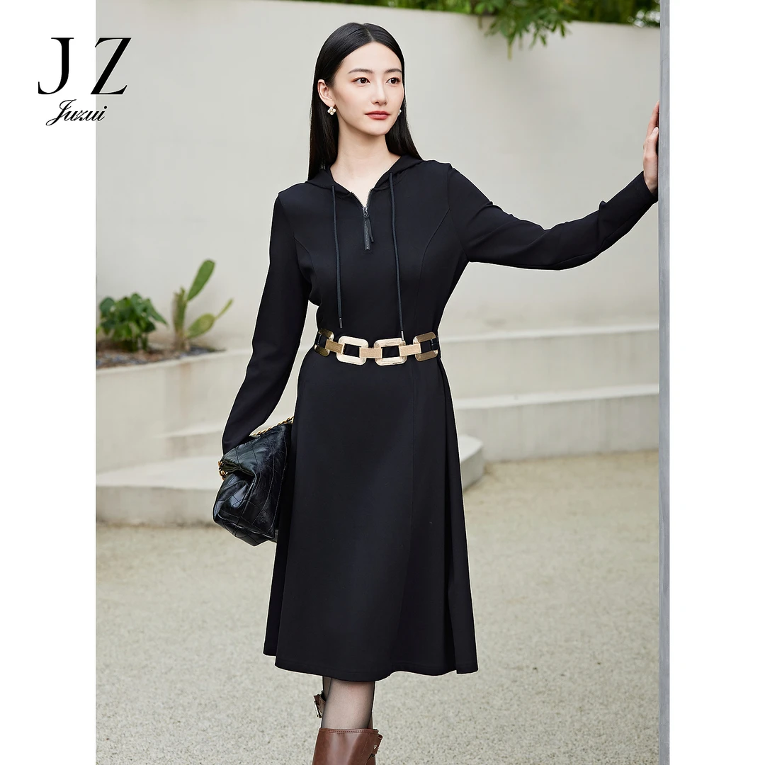 【丽公主专属】商场同款JZ玖姿JWEQ50008连衣裙连帽修身女2025新款