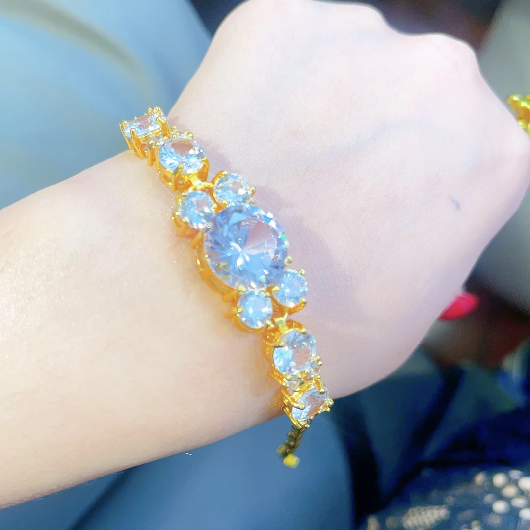 钛钢锆石手链 轻奢锆石高级紫藤花手链