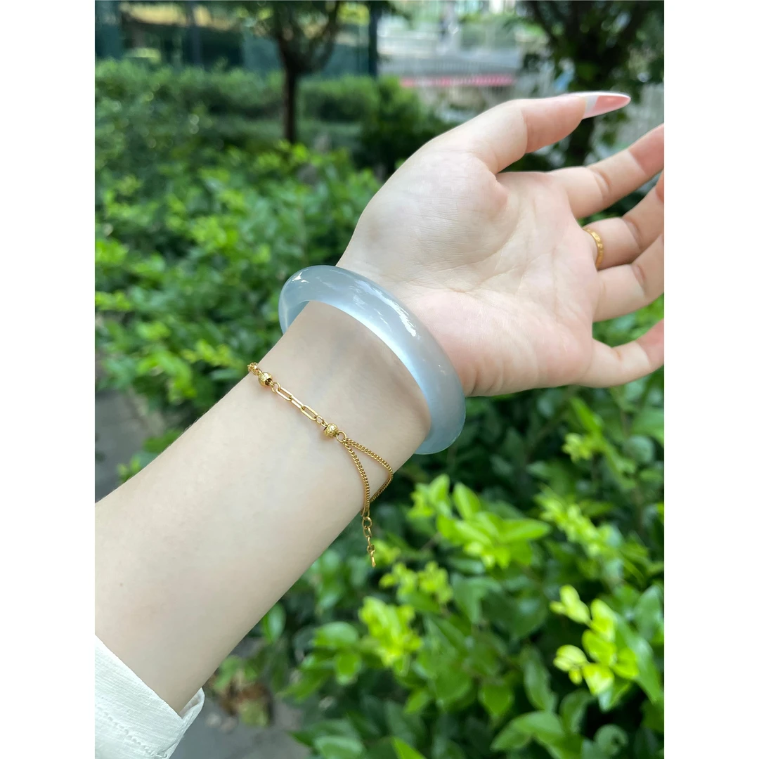 手镯【精品冰冰蓝】猫眼手镯 时尚显白冰透手镯女60圈