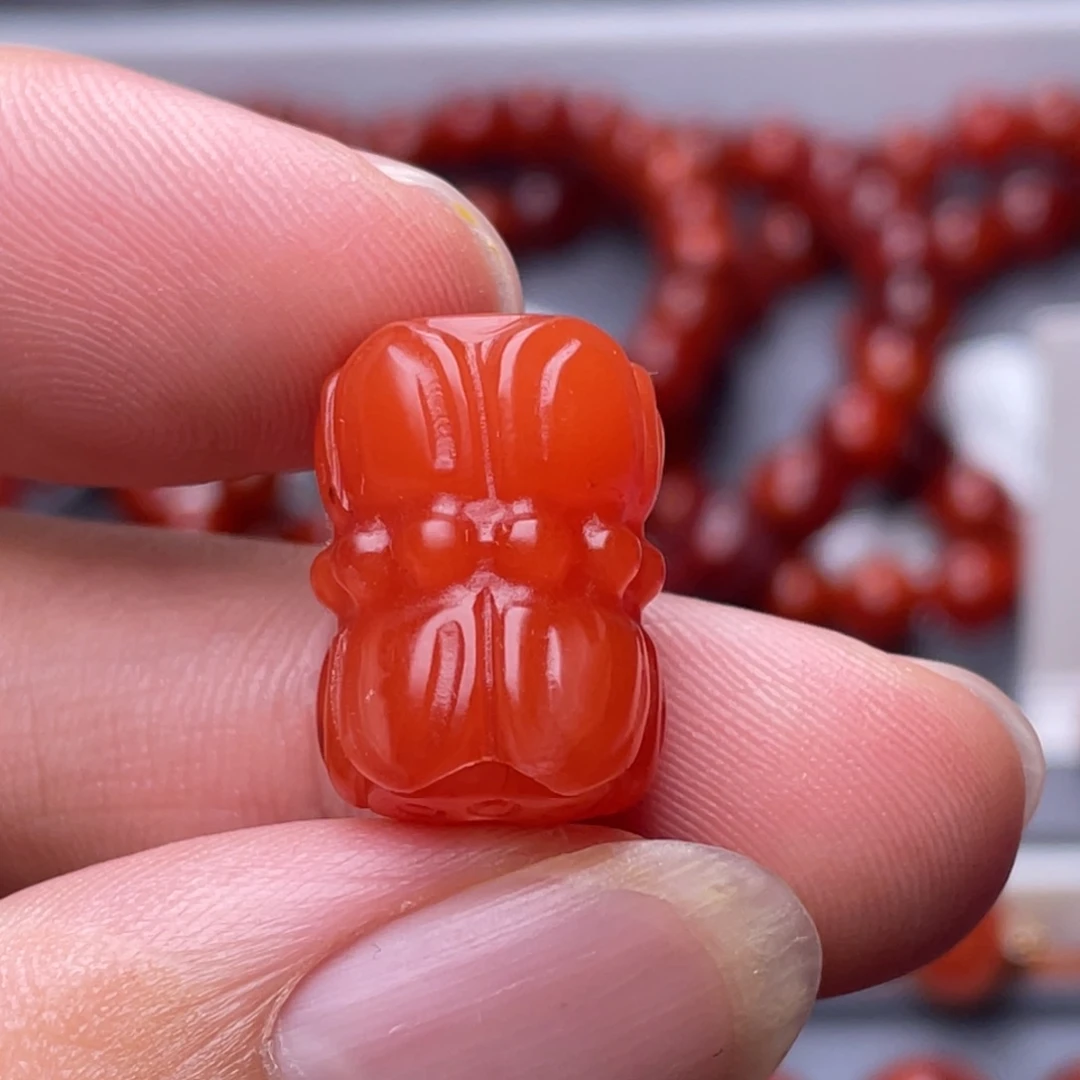 南红玛瑙未镶嵌南红玉石13.3mm瓦西冰红莲台背云