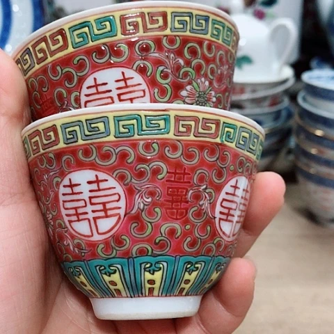 杯蛀*景德镇四喜二缸杯