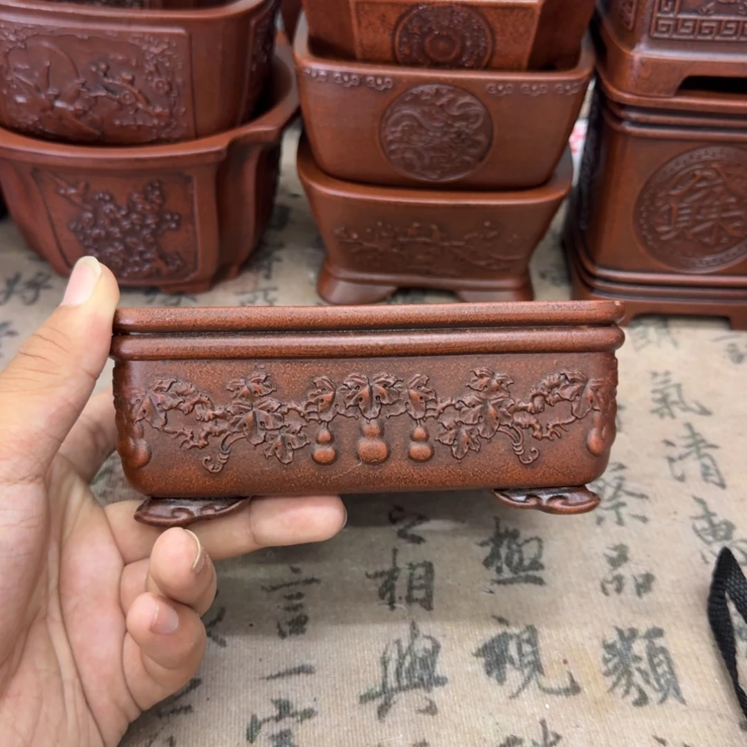 紫砂花盆14x10.5x5内经紫砂花盆