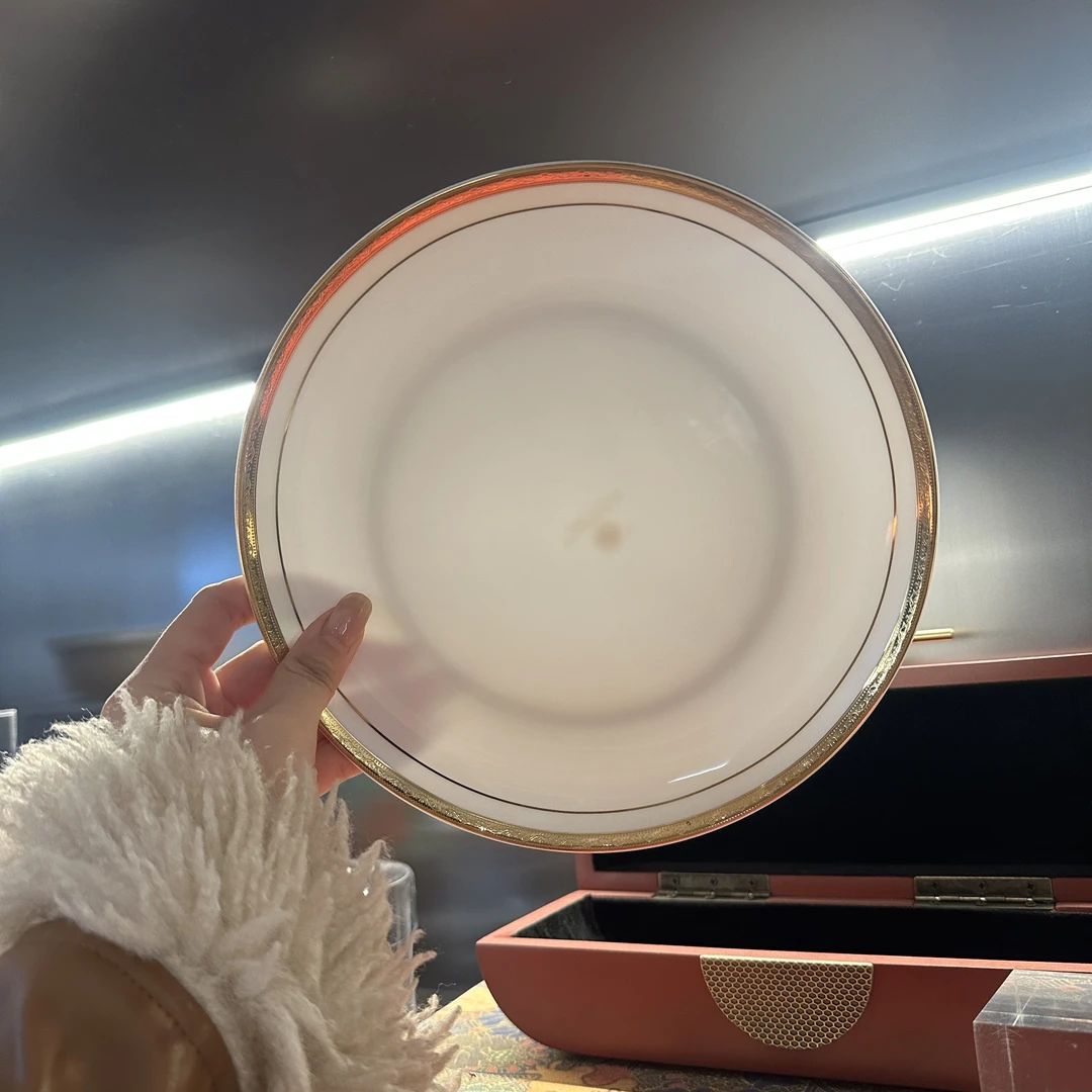 瓷膳星级酒店会所创意圆形金边汤盘菜盘餐具中式餐厅陶瓷深汤盘子