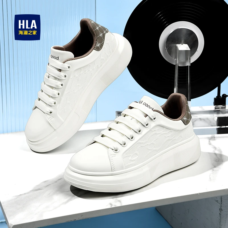 HLA/海澜之家男鞋增高休闲时尚板鞋透气潮流低帮男士百搭厚底鞋子
